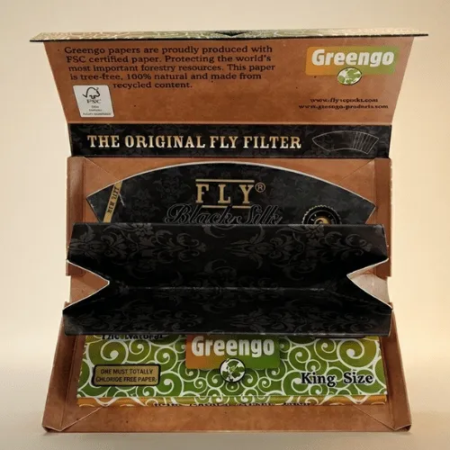 Greengo Fly Black Silk King Size Zıvanalı Sarma Kağıdı