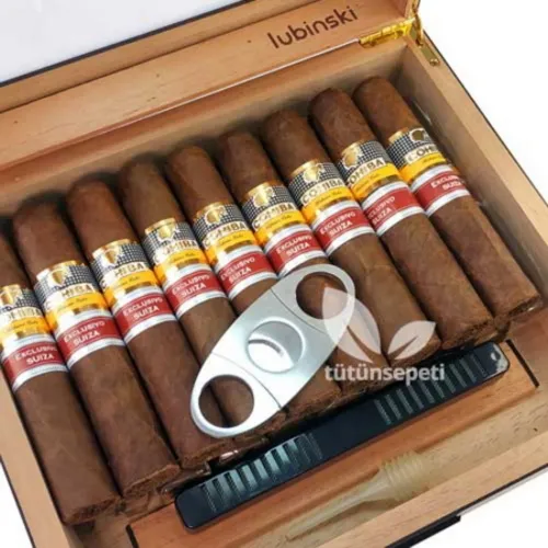 Lubinski Humidor + Cohiba Exclusivo Suiza Puro seti - Görsel 3