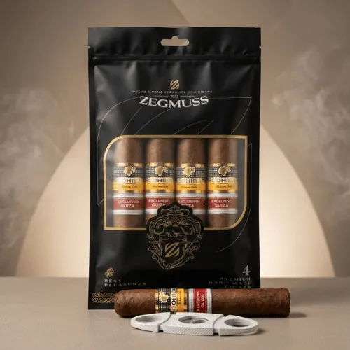 Cohiba Exclusivo Suiza – Zegmuss Nemlendirici Paket ve Puro Kesici Hediyeli